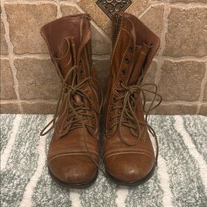 Steve Madden Troopa Leather Lace-Up Boots